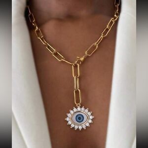 Bohemian evil eye necklace N249